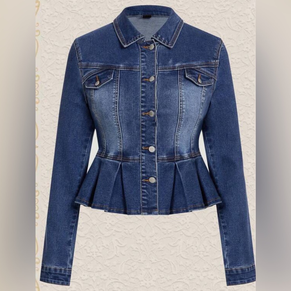💥Women’s Denim Jacket With Ruffle Hem